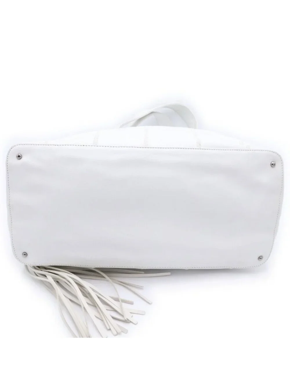 Chanel Choedge Coat Fringe Tote White Leather